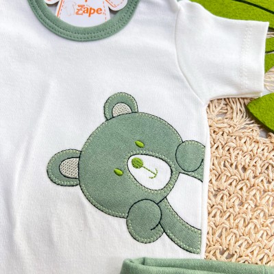  CONJ. DE MALHA 3 PEÇAS - Bear - Verde e Off White